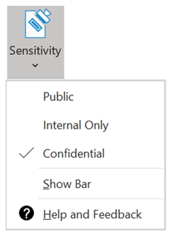 Sensitivity Button in the Microsoft Office ribbon